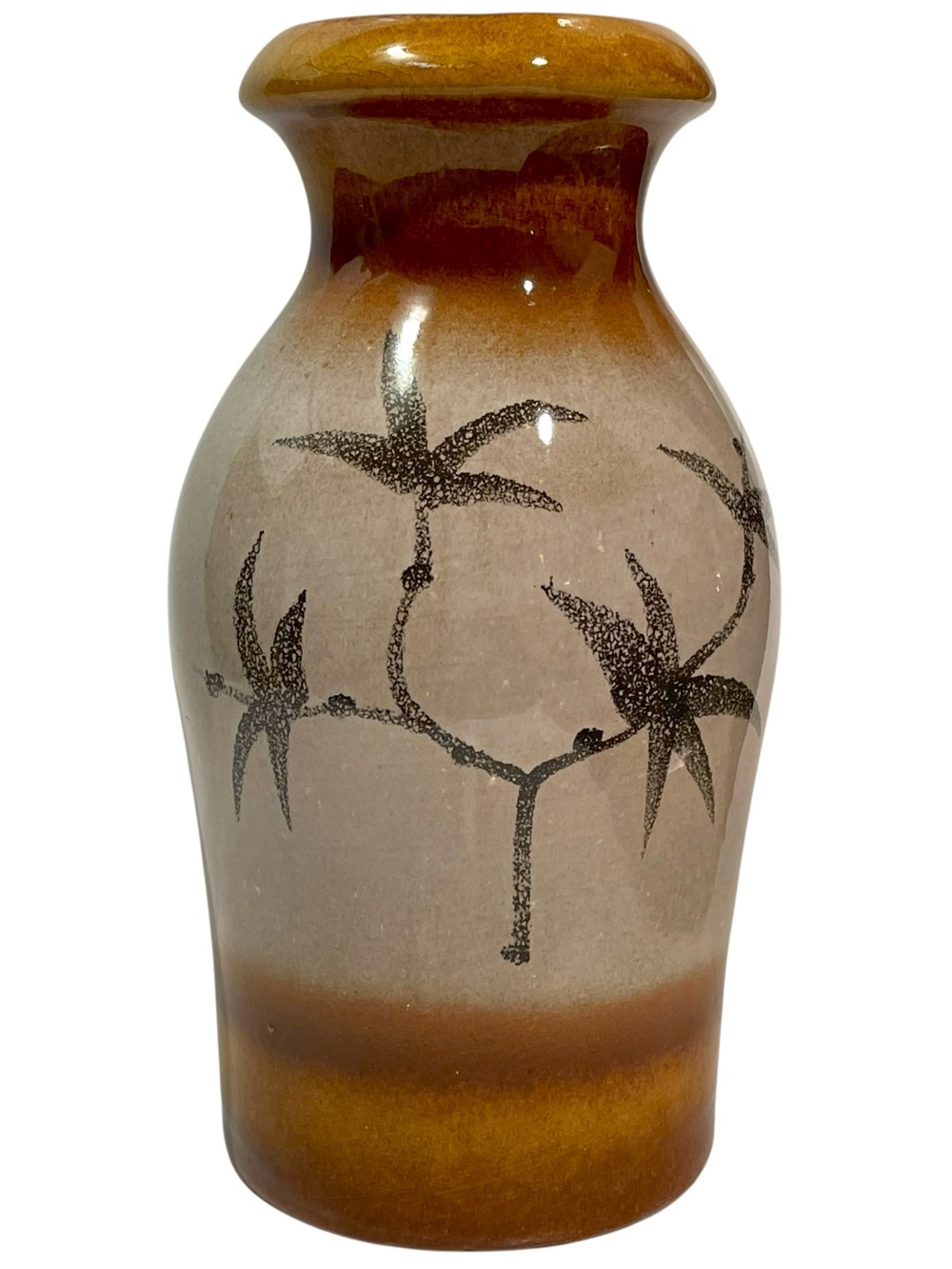 Vintage 1970s Scheurich Keramik West Germany "Fat Lava" Vase Brown & Beige Glaze